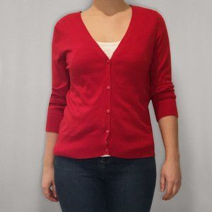 Mossimo Red 3/4 Sleeve Cardigan